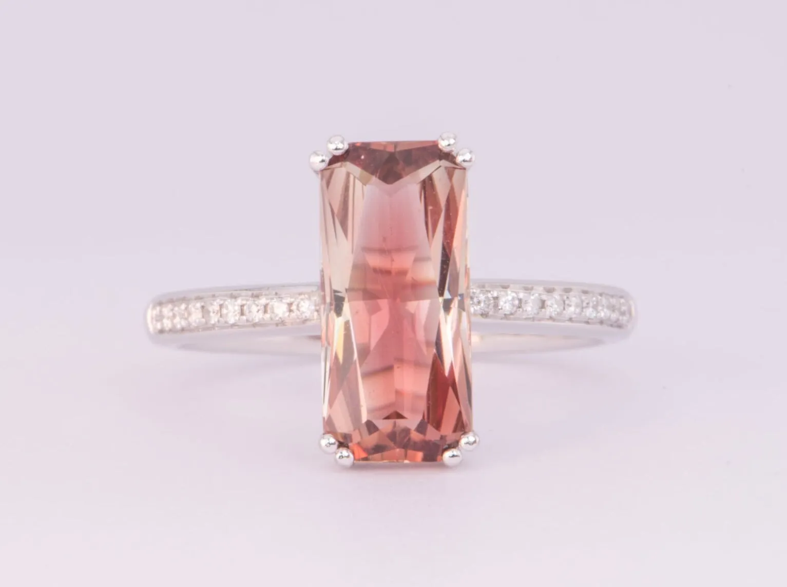 2.38ct Oregon Sunstone with Diamond Band 14K White Gold Engagement Ring R6586