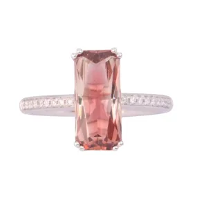 2.38ct Oregon Sunstone with Diamond Band 14K White Gold Engagement Ring R6586