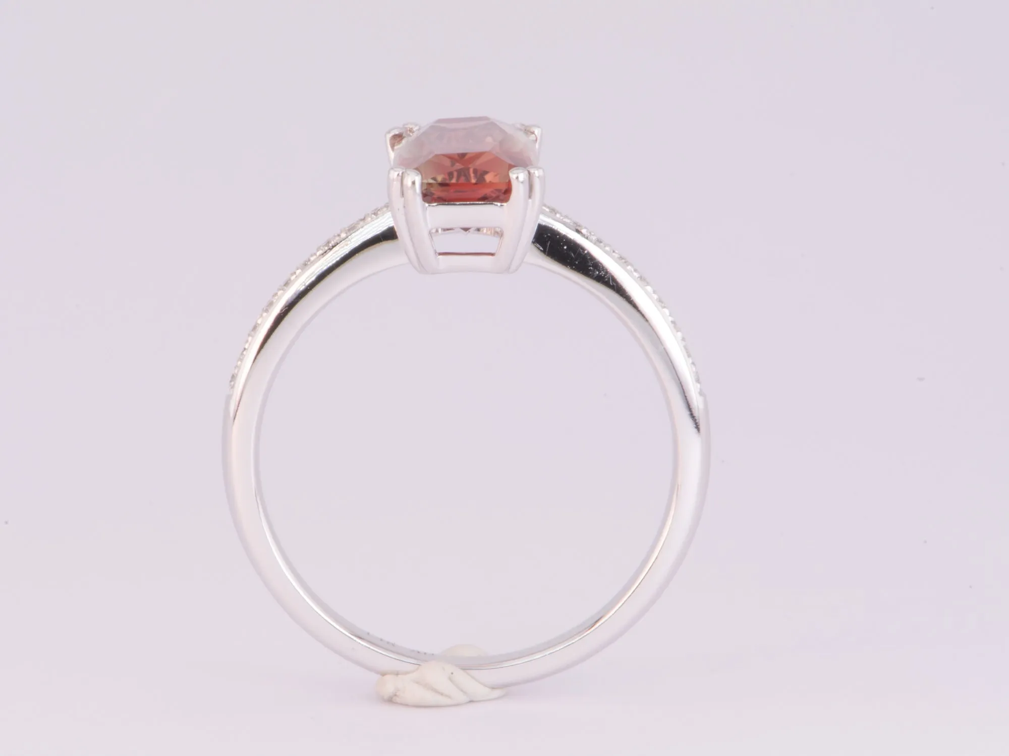 2.38ct Oregon Sunstone with Diamond Band 14K White Gold Engagement Ring R6586