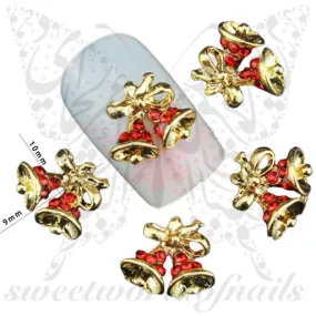 3D Christmas Nail Art Christmas Bells Charms / 2 Pcs