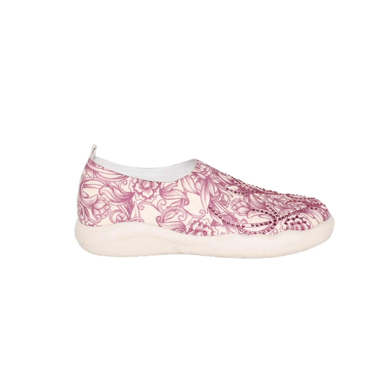 600-S009 Montana West Rhinestones Floral Slip On Sneaker  -  By Case (12 Pairs/Case)