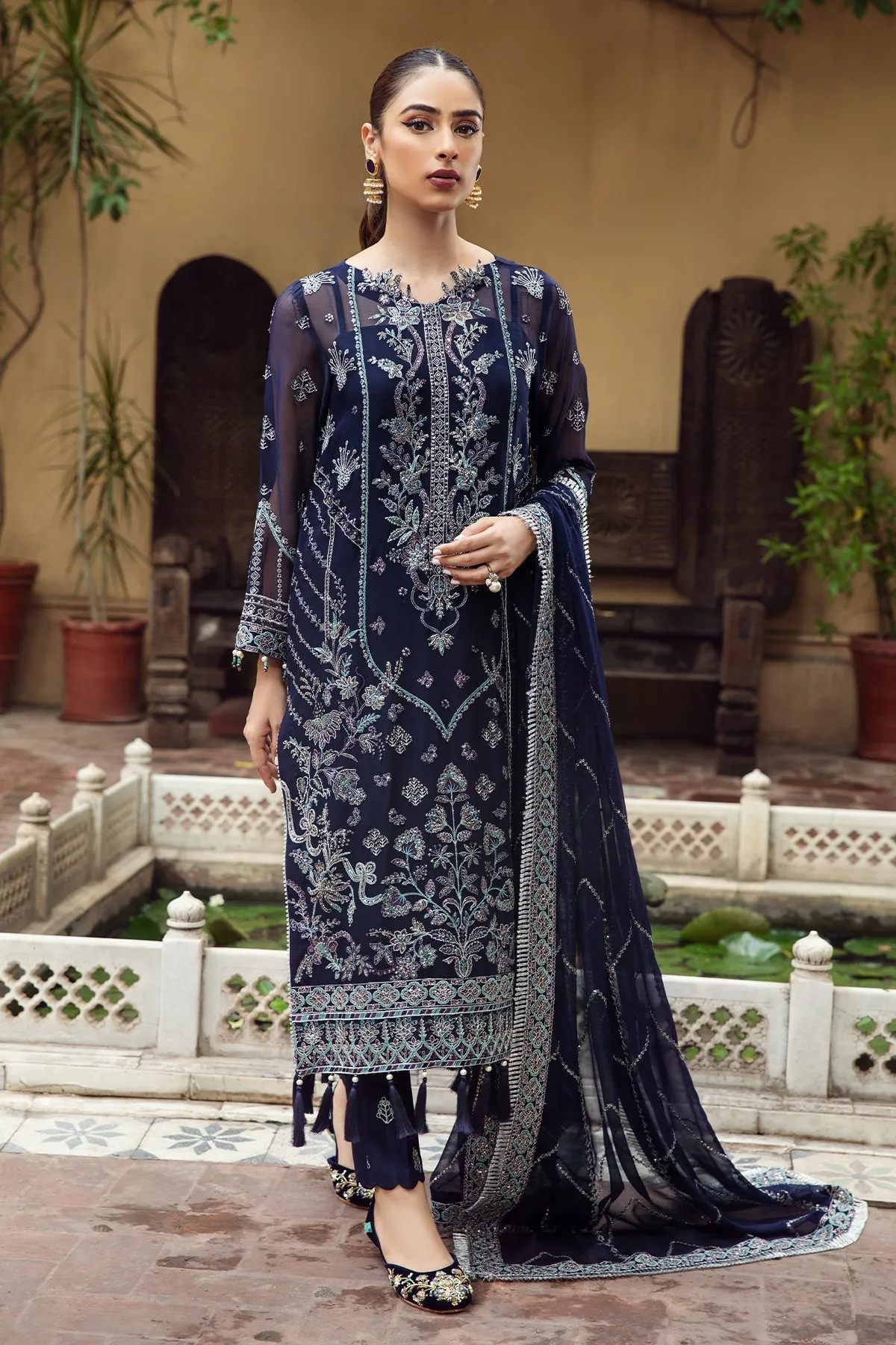 Alizeh Fashion Shahtaj Formal Wedding Embroidered 3PC Suit D-04 Shaahana