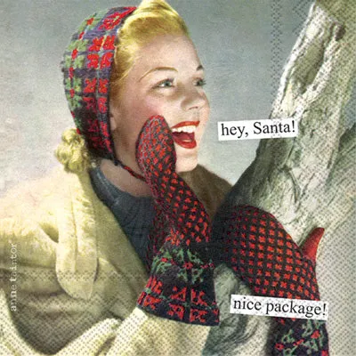 Anne Taintor -Hey Santa Cocktail Napkin