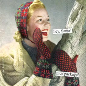 Anne Taintor -Hey Santa Cocktail Napkin