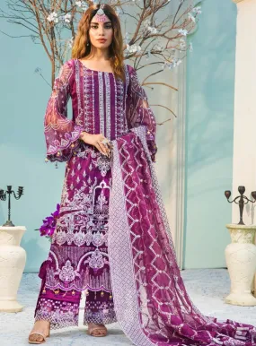 Areesha Embroidered Organza Unstitched 3 Piece Suit - ARE24EP 02 PLUMP