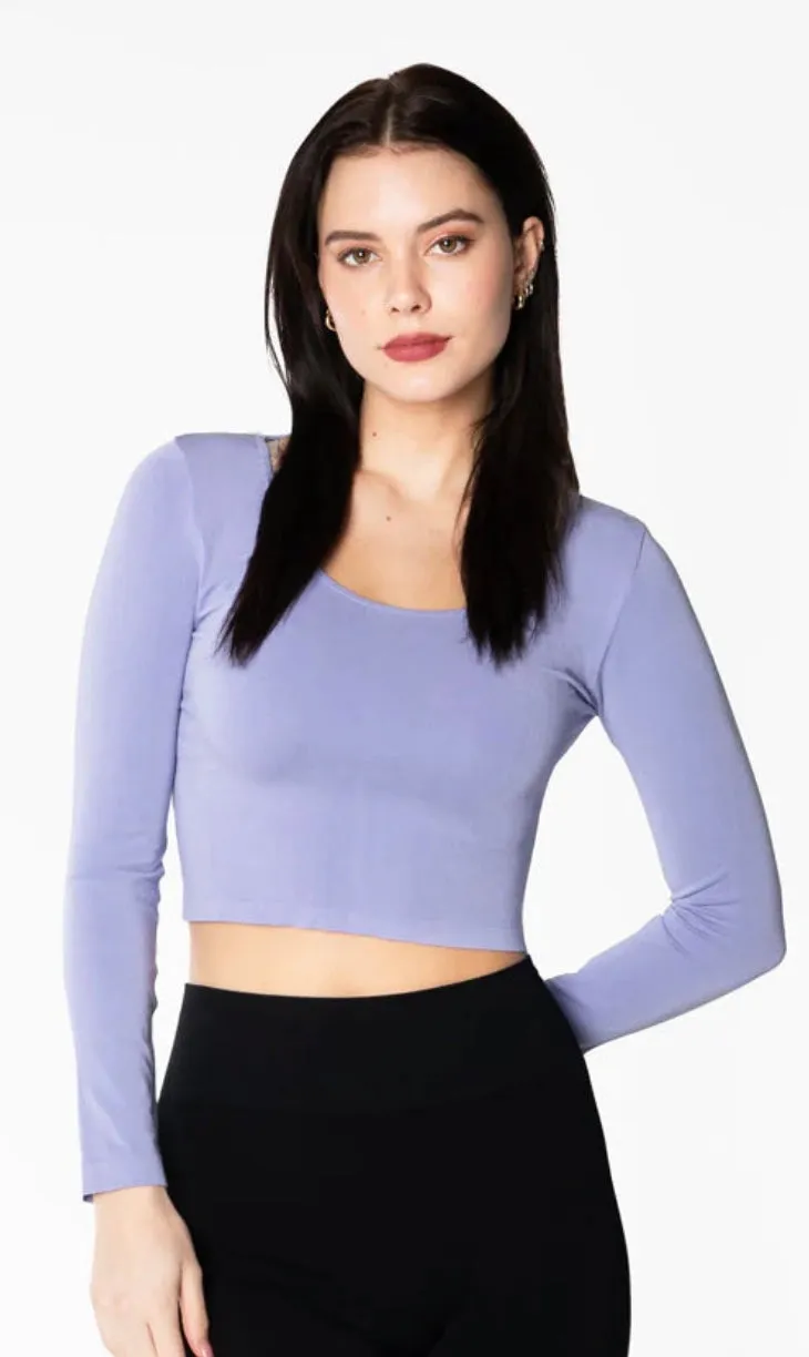 Bamboo Crop Scoop Neck  Long Sleeve C