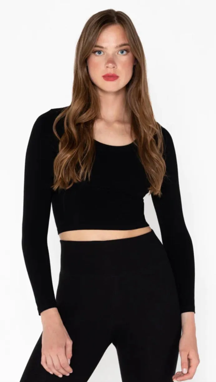 Bamboo Crop Scoop Neck  Long Sleeve C