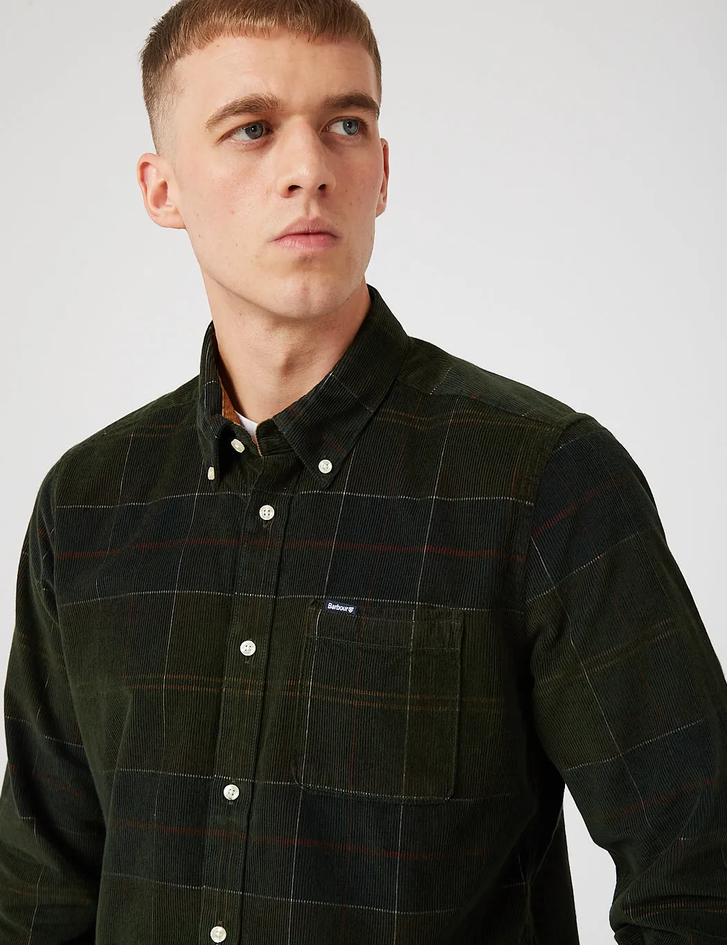 Barbour Blair Tailored Shirt (Cord) - Classic Tartan Green