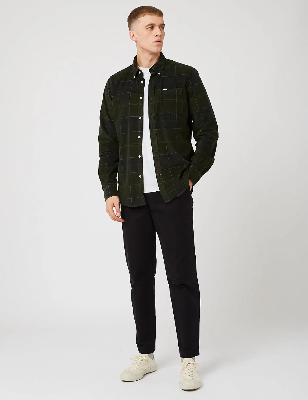 Barbour Blair Tailored Shirt (Cord) - Classic Tartan Green