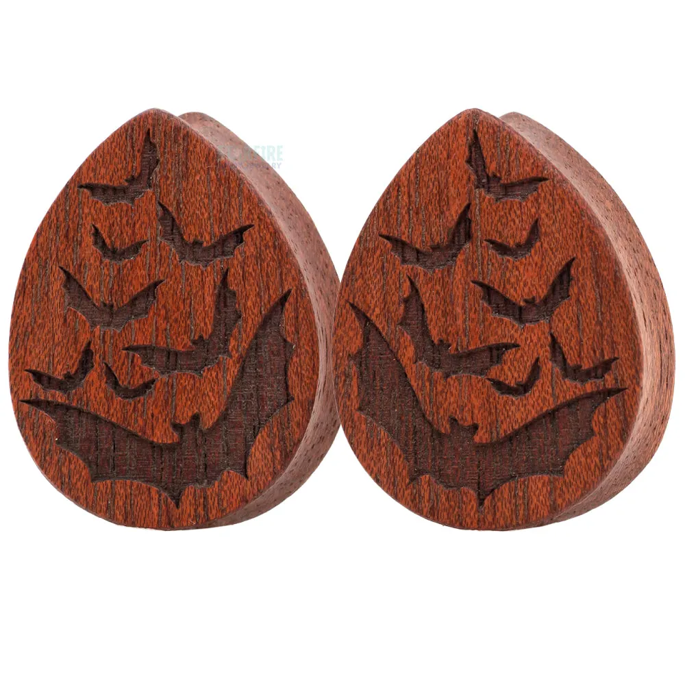 Bats Wood Teardrop Plugs