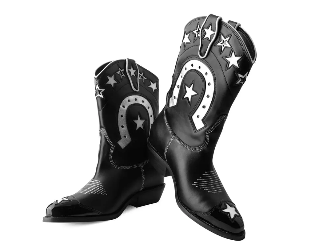 Black & White Horseshoe Star Western Boot