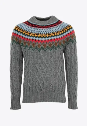 Cable Knit Jacquard Sweater