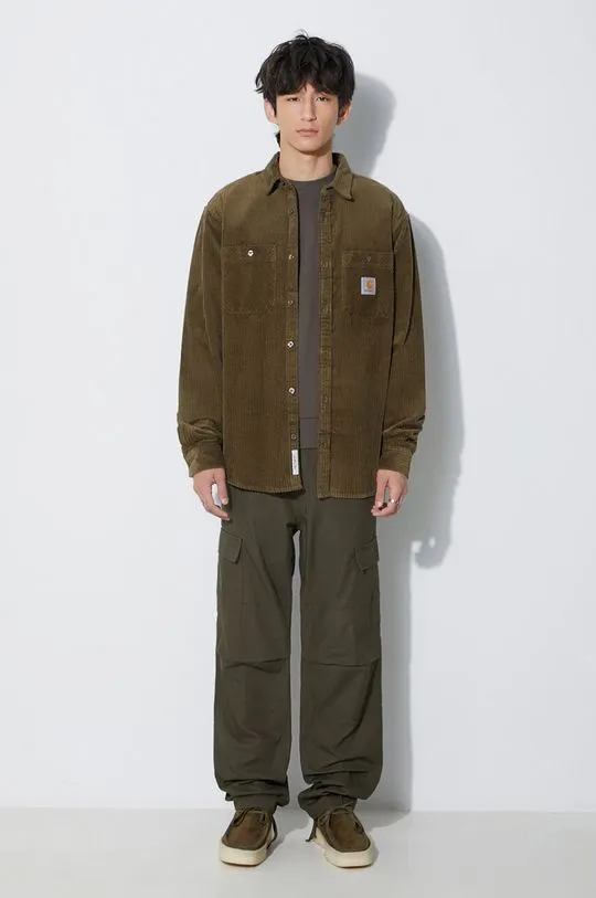 Carhartt WIP cotton trousers green color