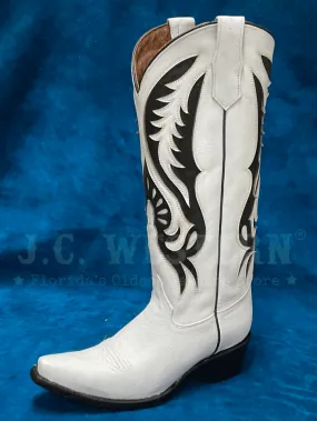 Circle G L6067 Womens Inlay And Embroidery Tall Top Boot White