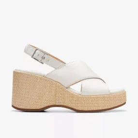 Clarks Manon Wish Off White Leather Wedge