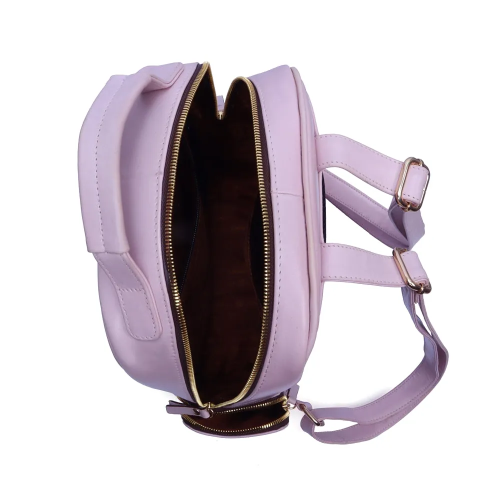 Classic Small Girlish Backpack In Light Pink Leather