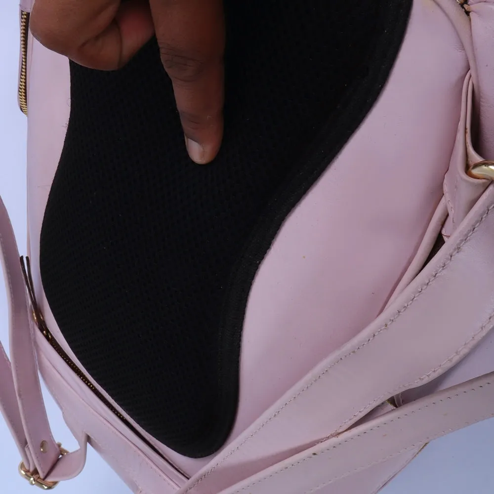 Classic Small Girlish Backpack In Light Pink Leather