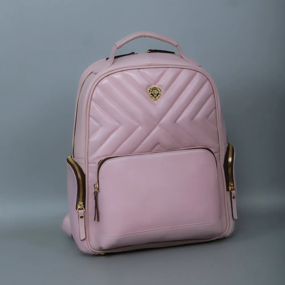 Classic Small Girlish Backpack In Light Pink Leather