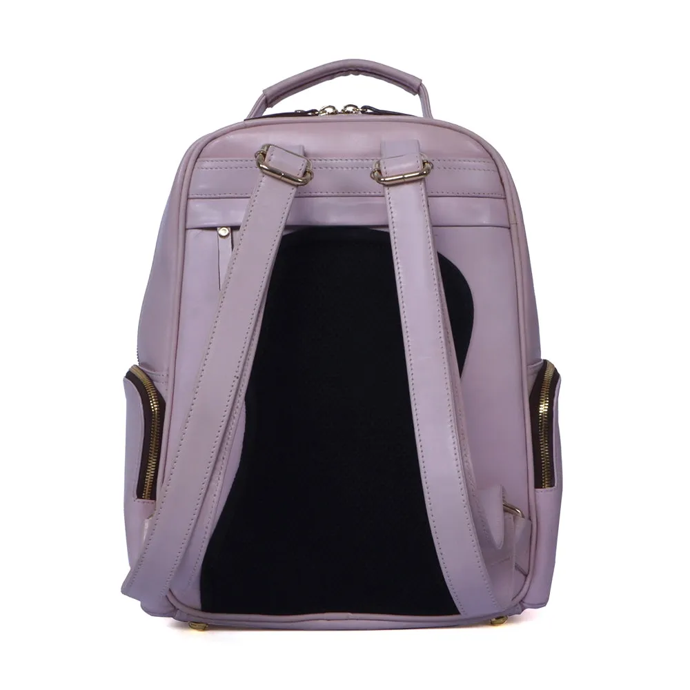 Classic Small Girlish Backpack In Light Pink Leather