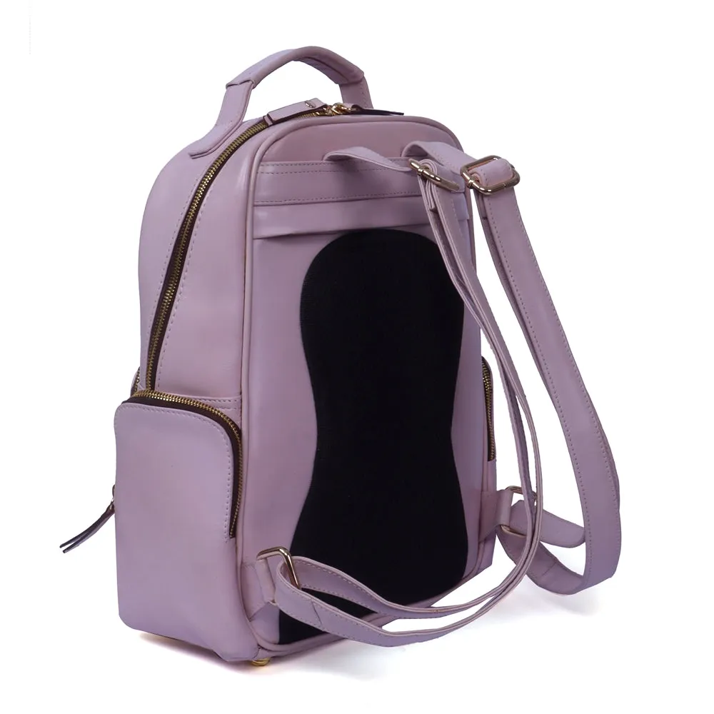 Classic Small Girlish Backpack In Light Pink Leather