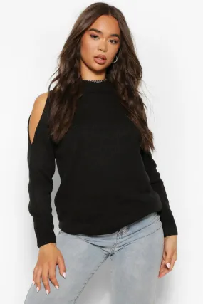 Cold Shoulder High Neck Sweater