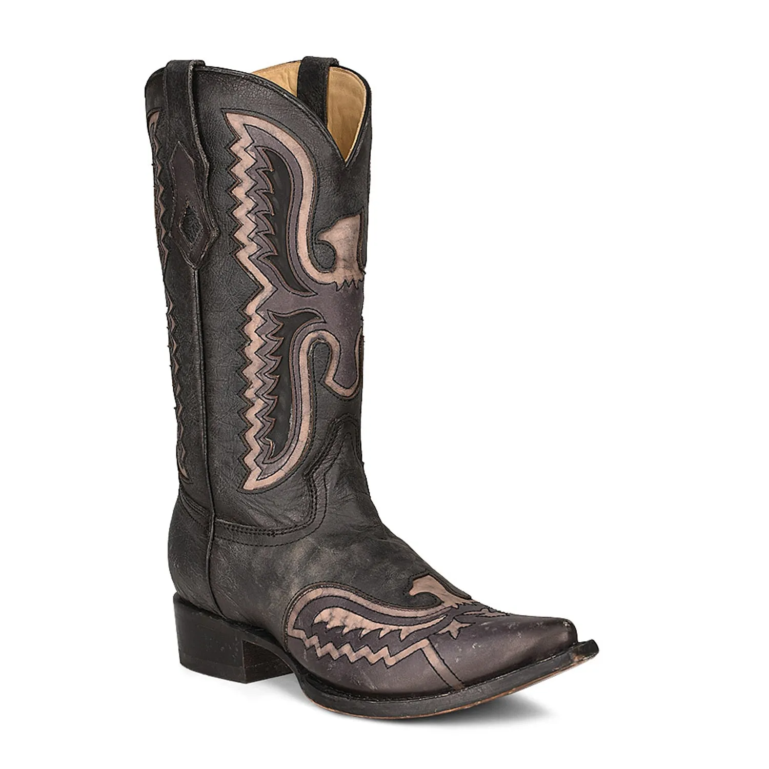 Corral Mens C3988 Black Leather Thunderbird Cowboy Boots