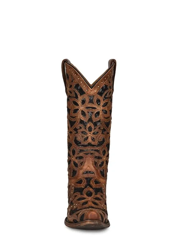 Corral T0133 Teen Inlay and Embroidery Boot Tan And Black