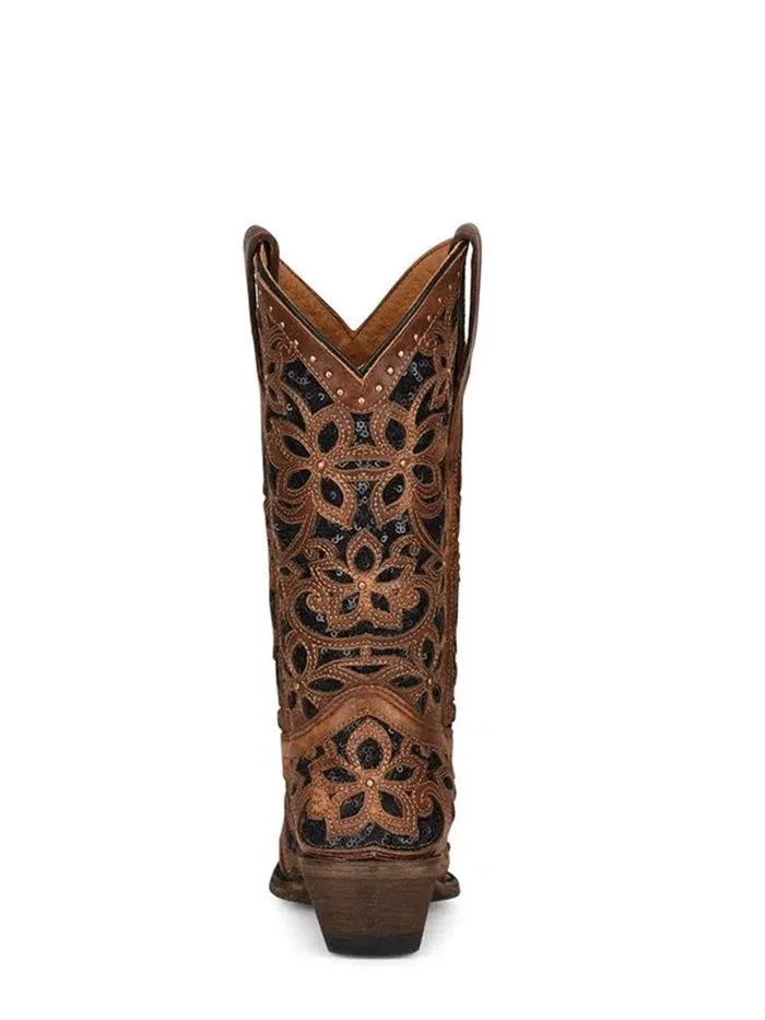 Corral T0133 Teen Inlay and Embroidery Boot Tan And Black