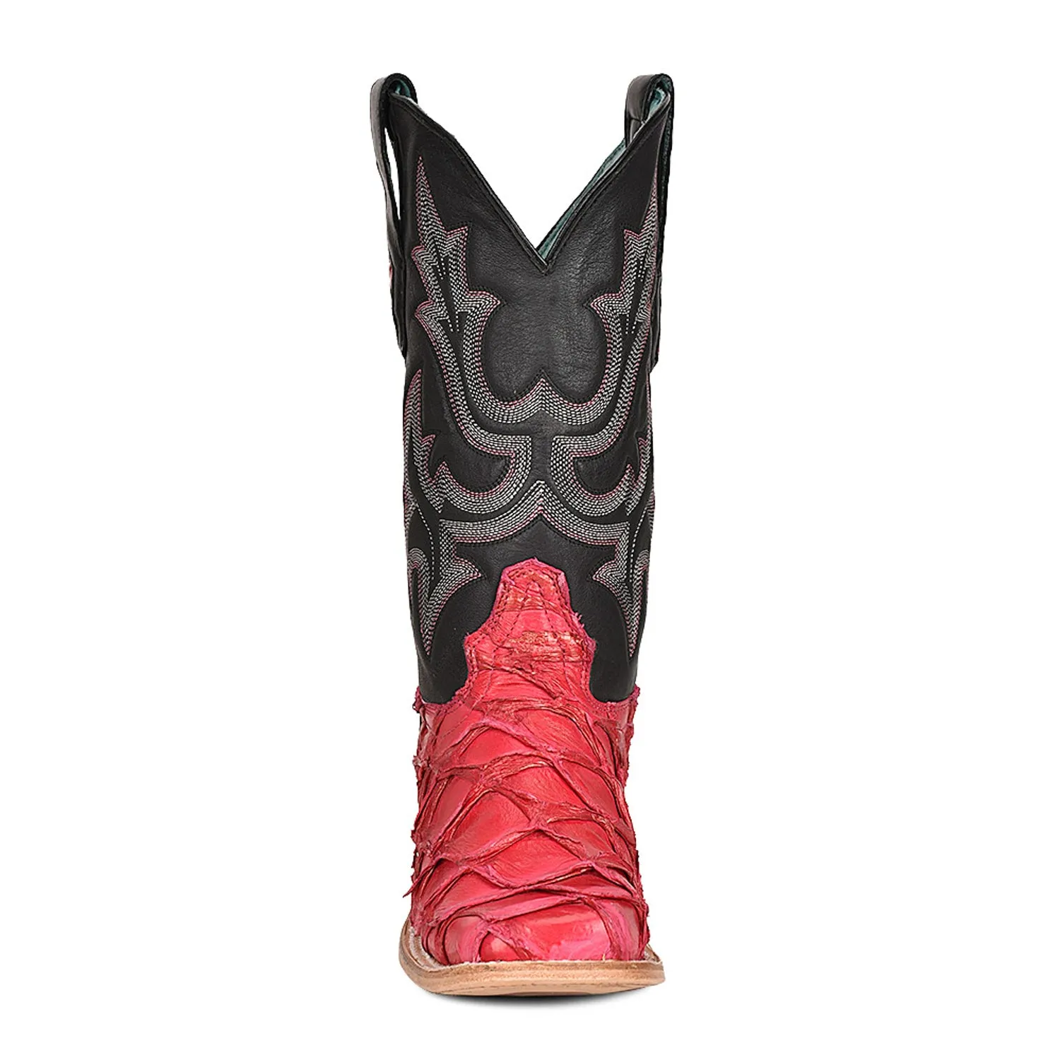 Corral Womens A4386 Coral/Black Pirarucu Classic Cowboy Boots