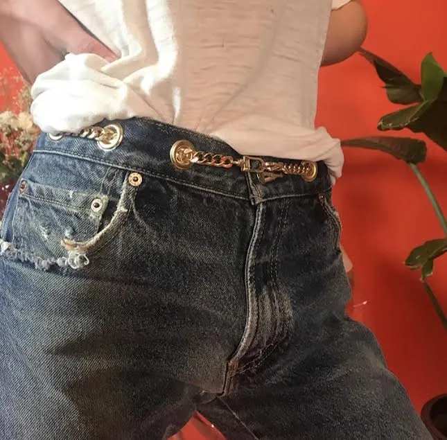 Custom chain belt jeans