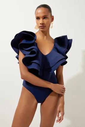 Drama Frill Swimsuit | Karen Millen