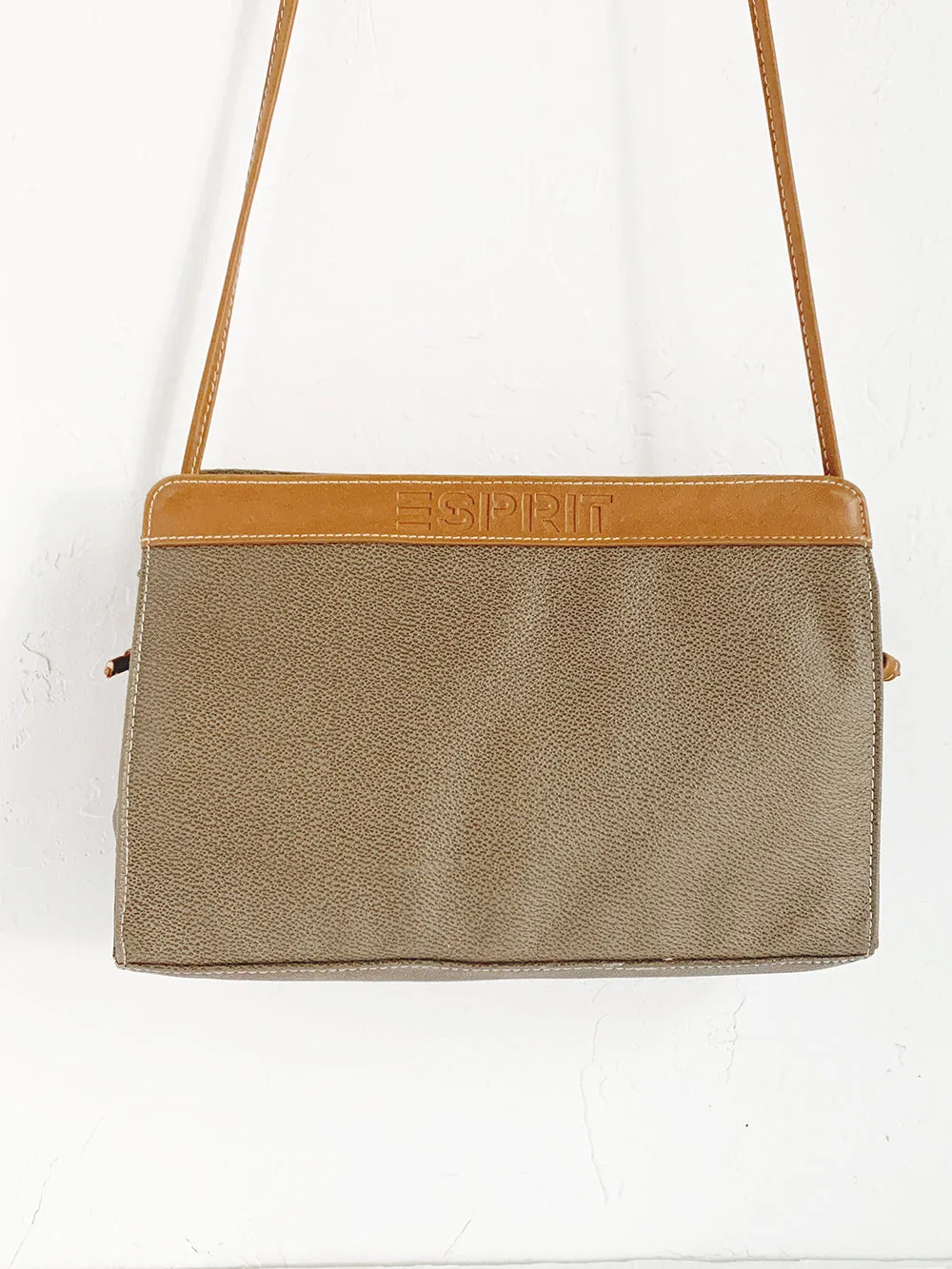 ESPRIT Putty and Brown Leather Cross Body Purse