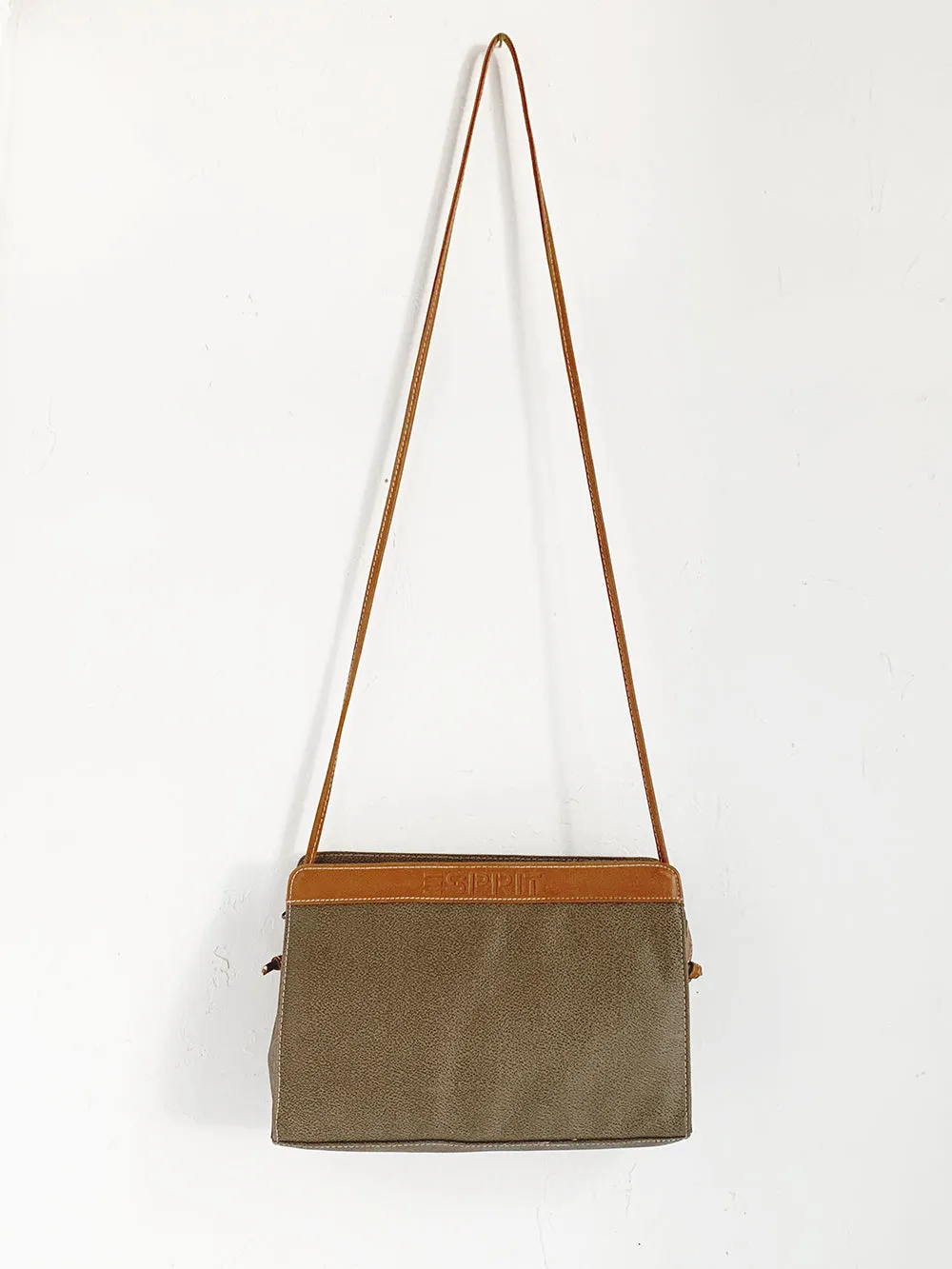 ESPRIT Putty and Brown Leather Cross Body Purse