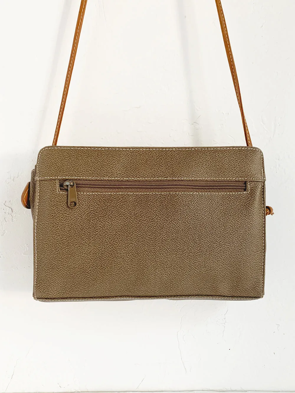 ESPRIT Putty and Brown Leather Cross Body Purse