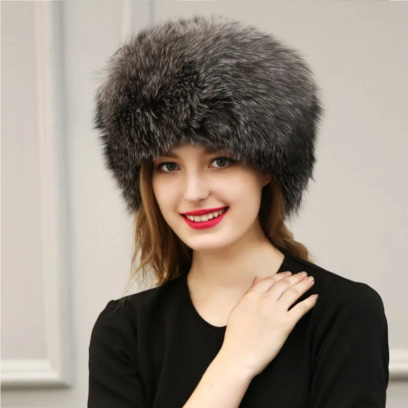 est Women's Raccoon Fur Hat Leather  Fur Hats Lady Warm Charm Beanies Caps Headgear Fox Fur Ball SM6