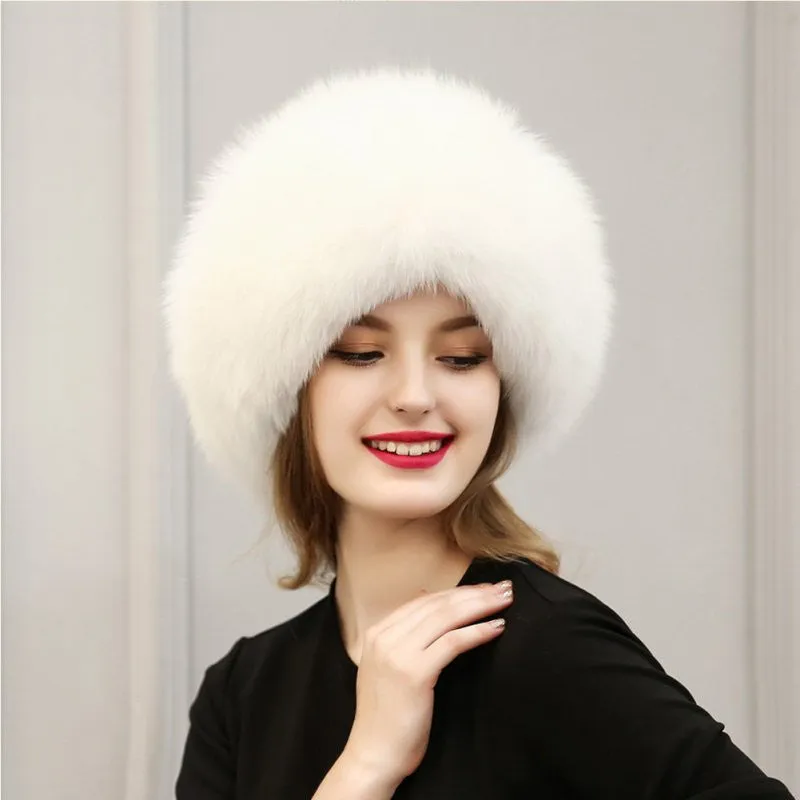 est Women's Raccoon Fur Hat Leather  Fur Hats Lady Warm Charm Beanies Caps Headgear Fox Fur Ball SM6