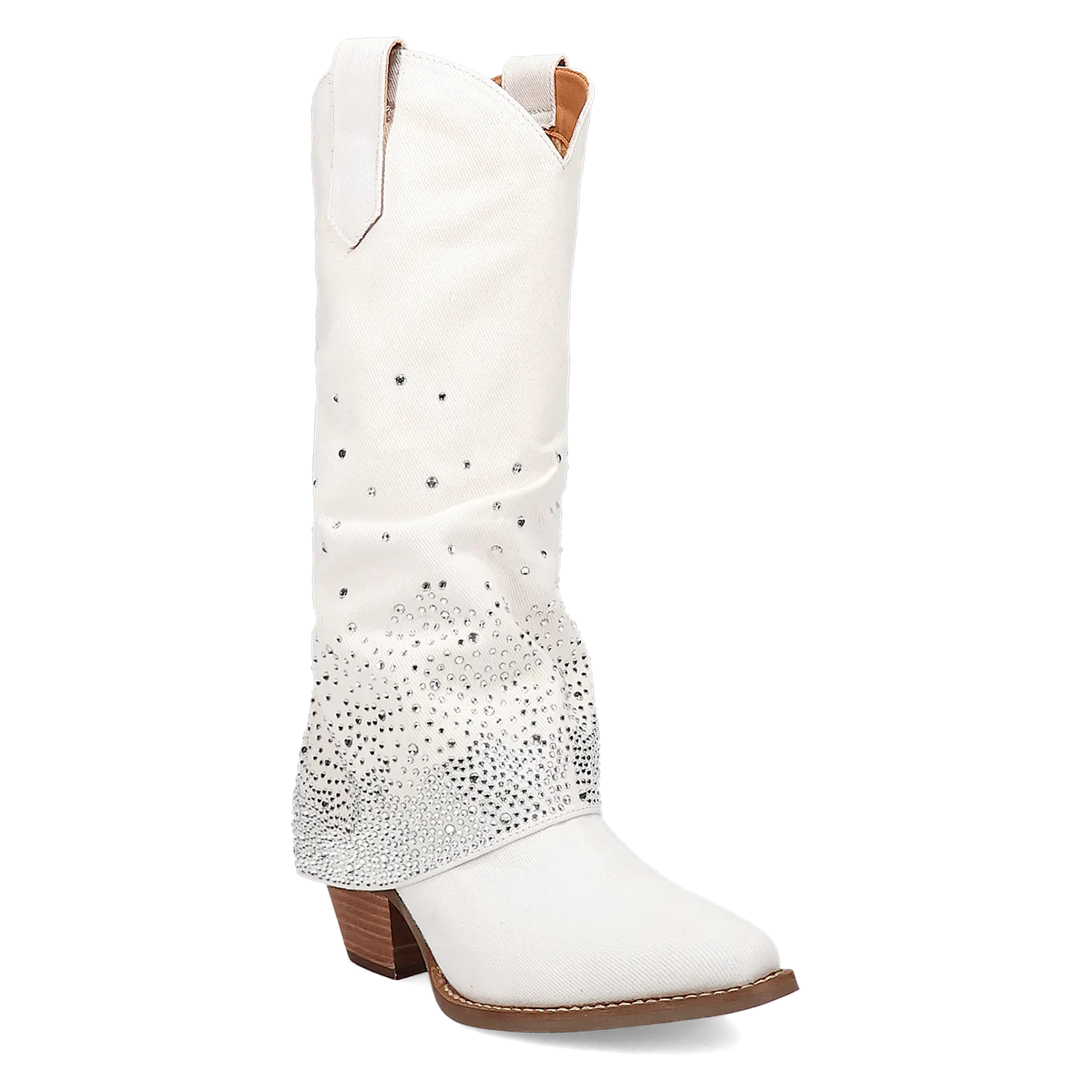 Eye Candy White Denim & Rhinestone Boot (DS)