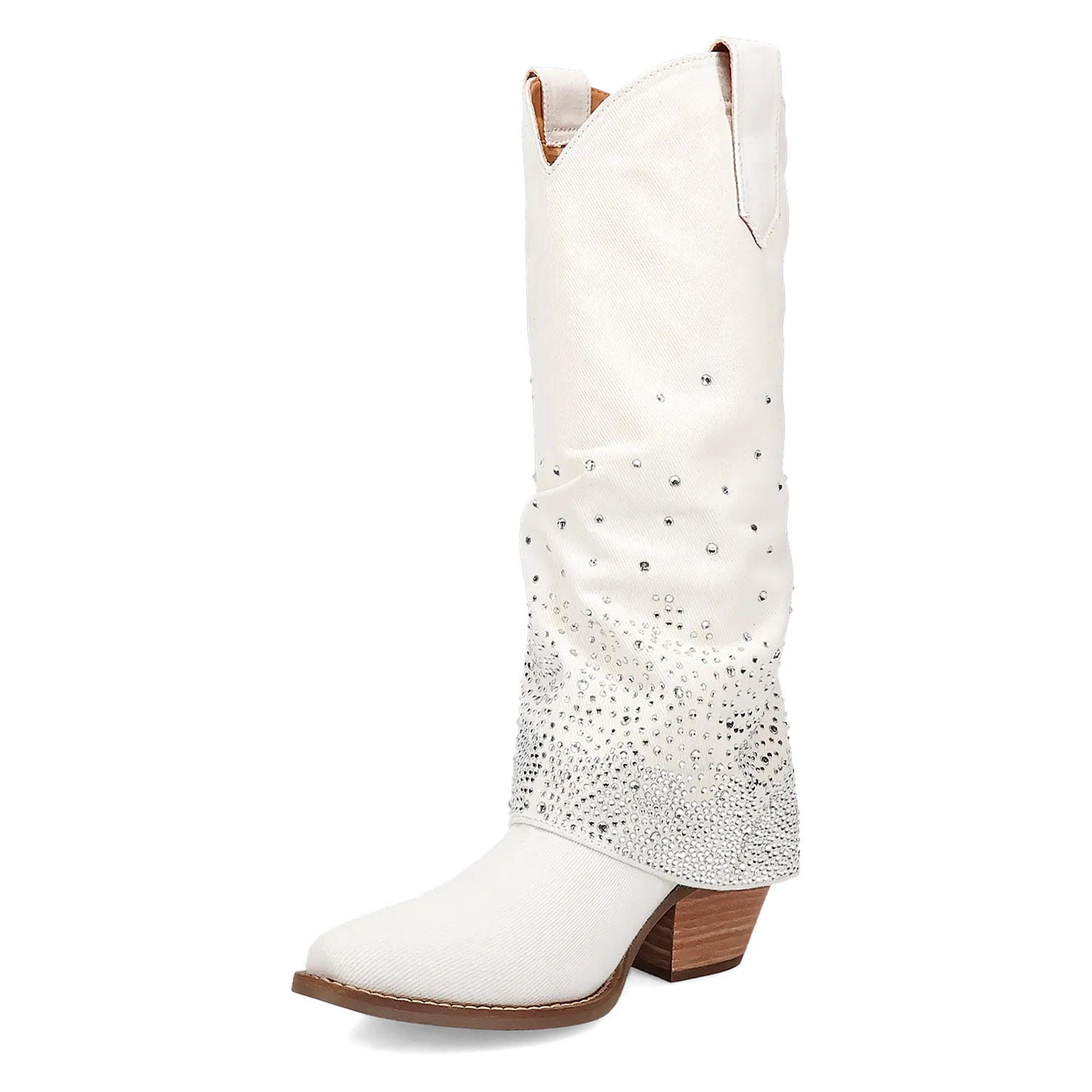 Eye Candy White Denim & Rhinestone Boot (DS)