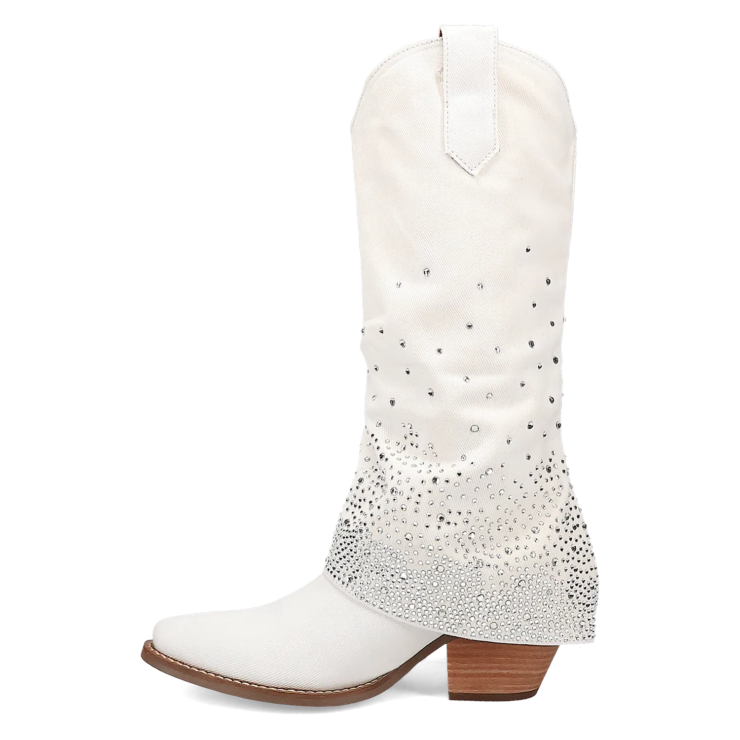 Eye Candy White Denim & Rhinestone Boot (DS)