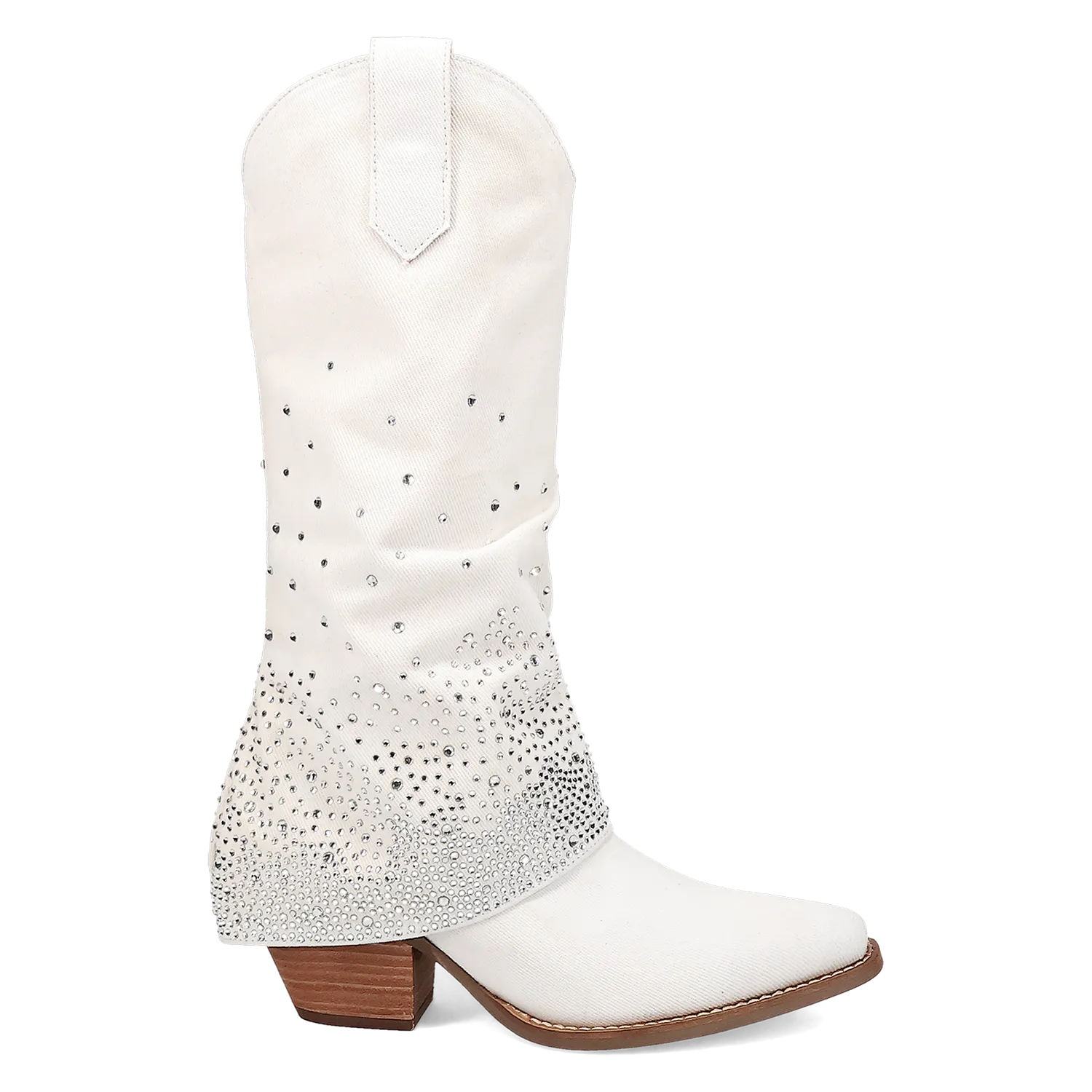 Eye Candy White Denim & Rhinestone Boot (DS)