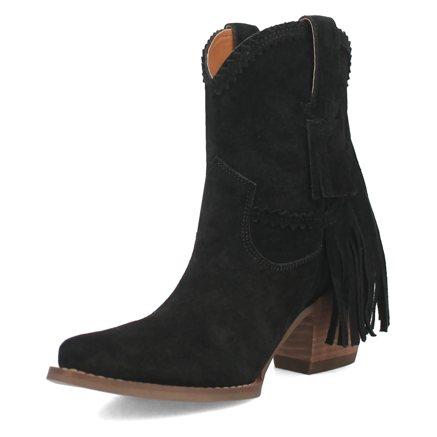 Fandango Black Suede Leather & Fringe Bootie (DS)