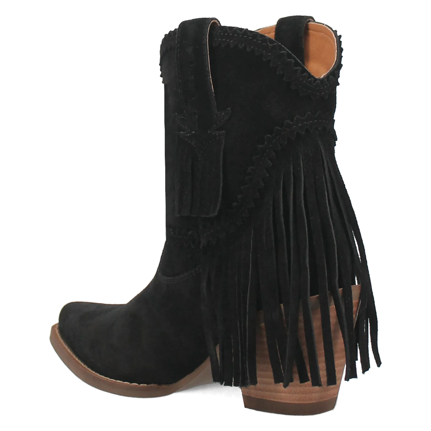 Fandango Black Suede Leather & Fringe Bootie (DS)