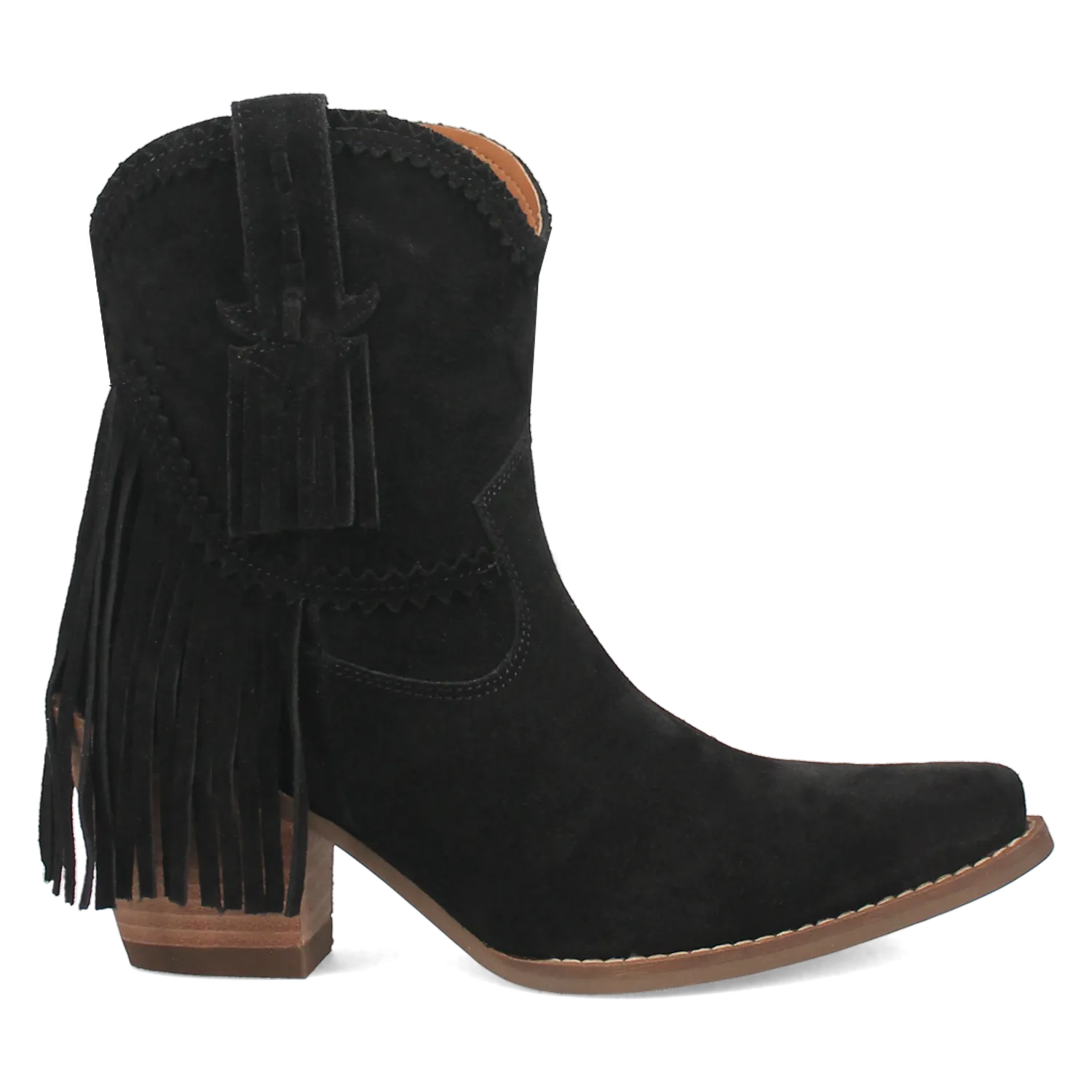 Fandango Black Suede Leather & Fringe Bootie (DS)