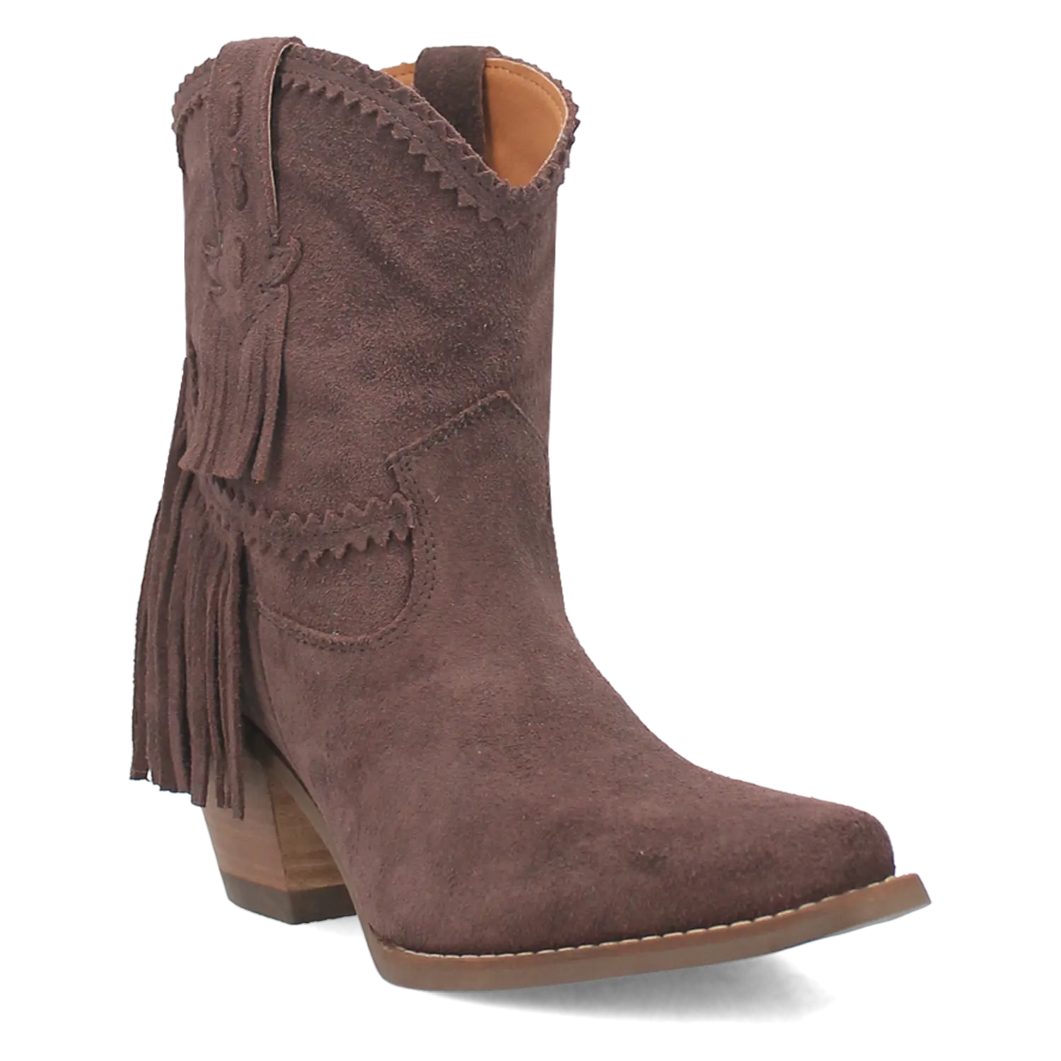 Fandango Brown Suede Leather & Fringe Bootie (DS)