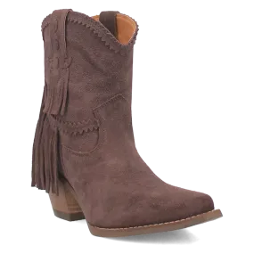 Fandango Brown Suede Leather & Fringe Bootie (DS)