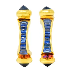 French 5.00 CTW Sapphire 18 Karat Gold French Men's Cufflinks