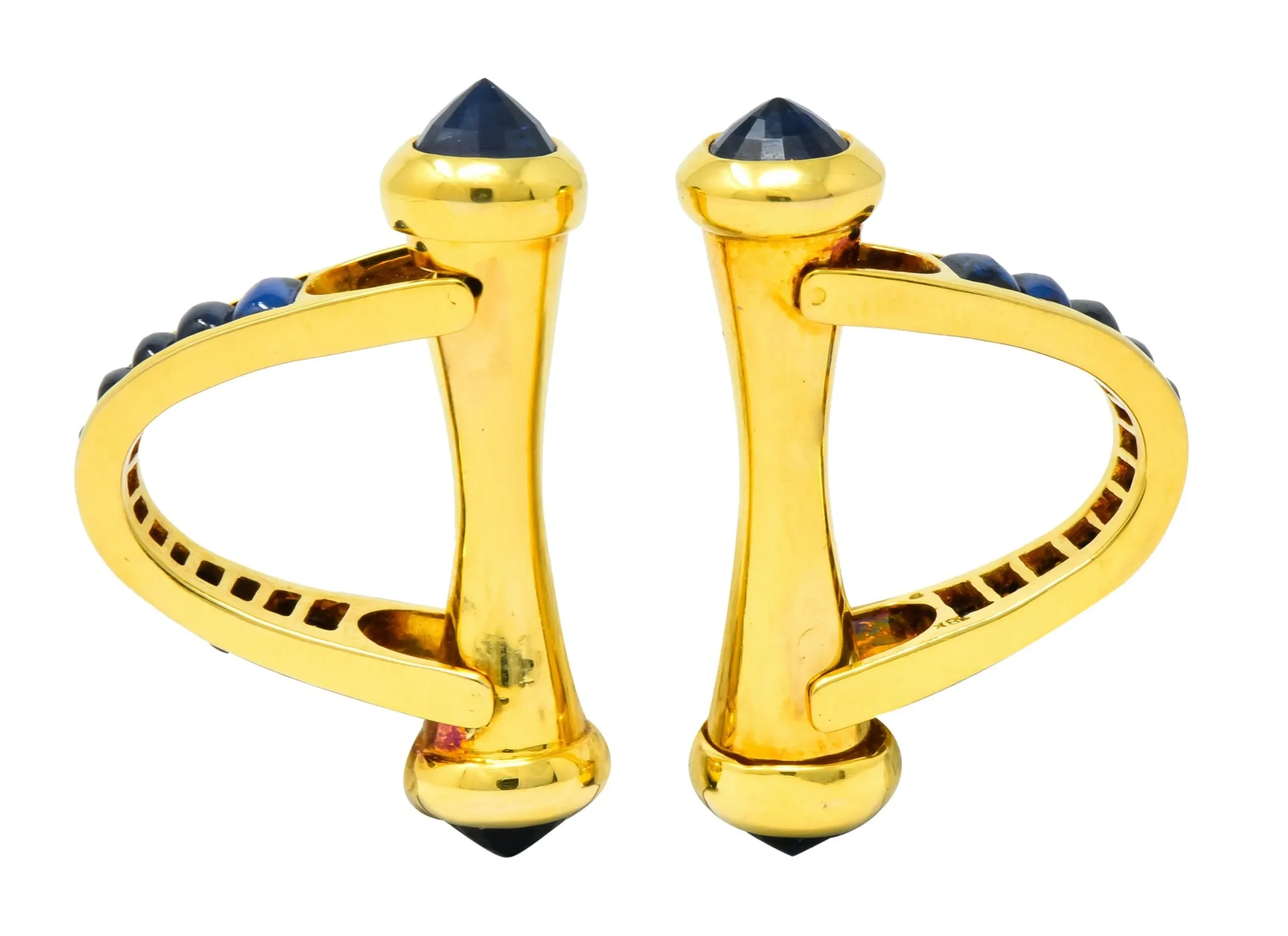 French 5.00 CTW Sapphire 18 Karat Gold French Men's Cufflinks