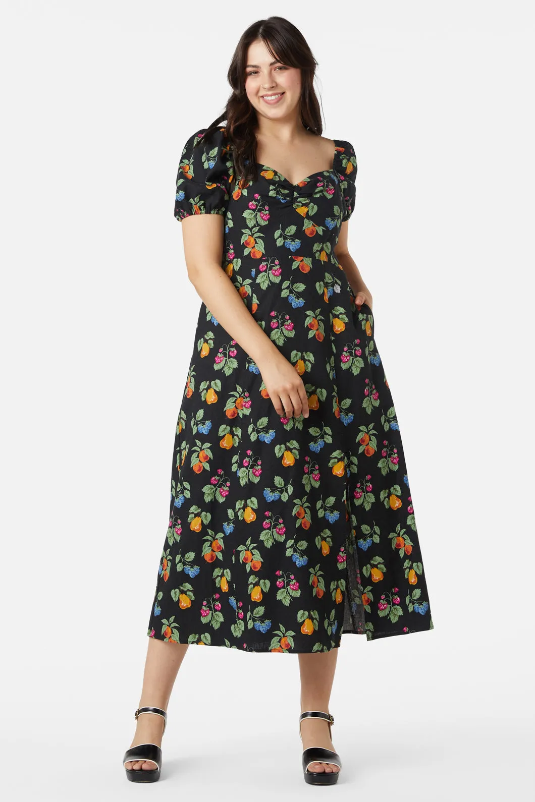 French Fruit Midi Dress