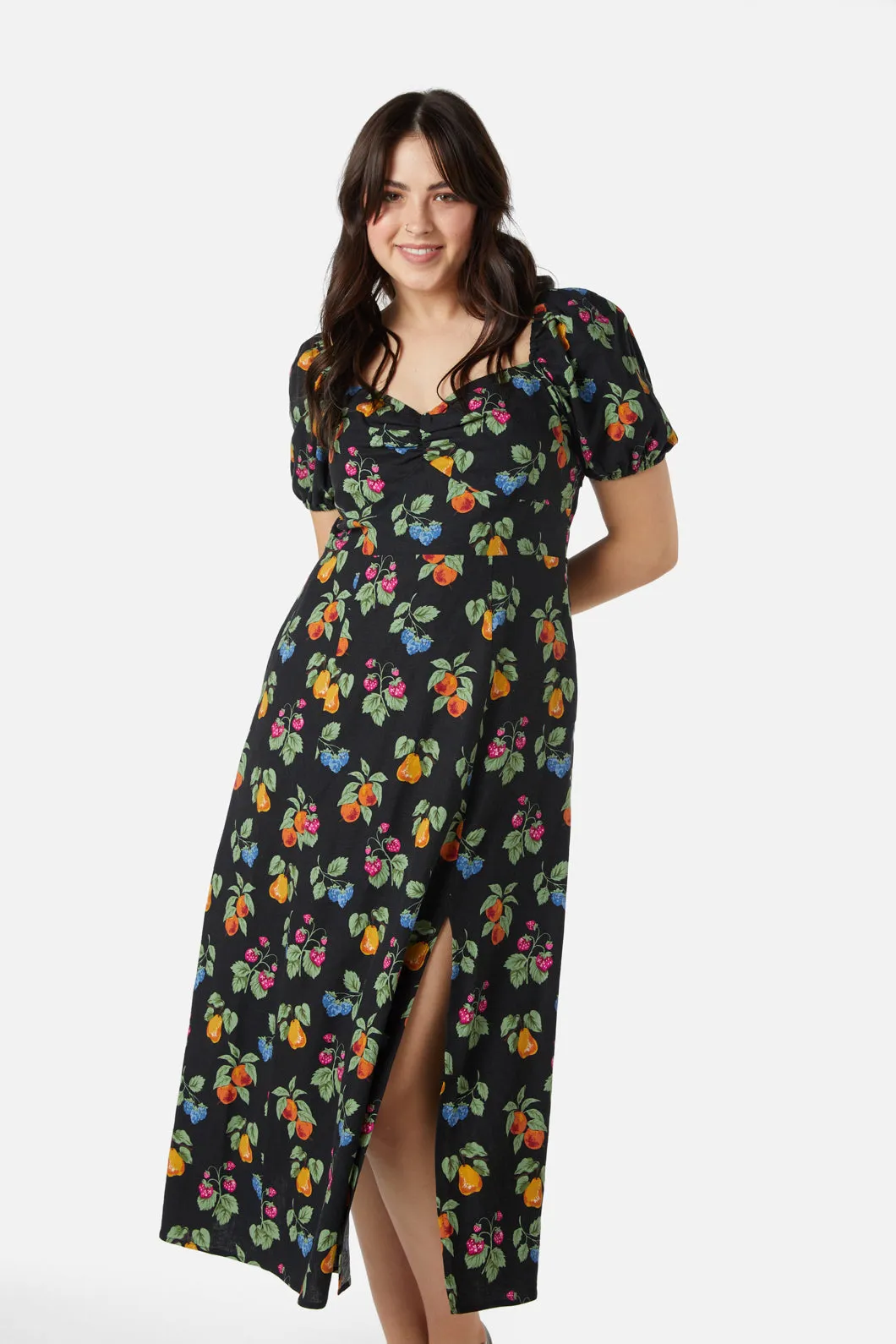 French Fruit Midi Dress