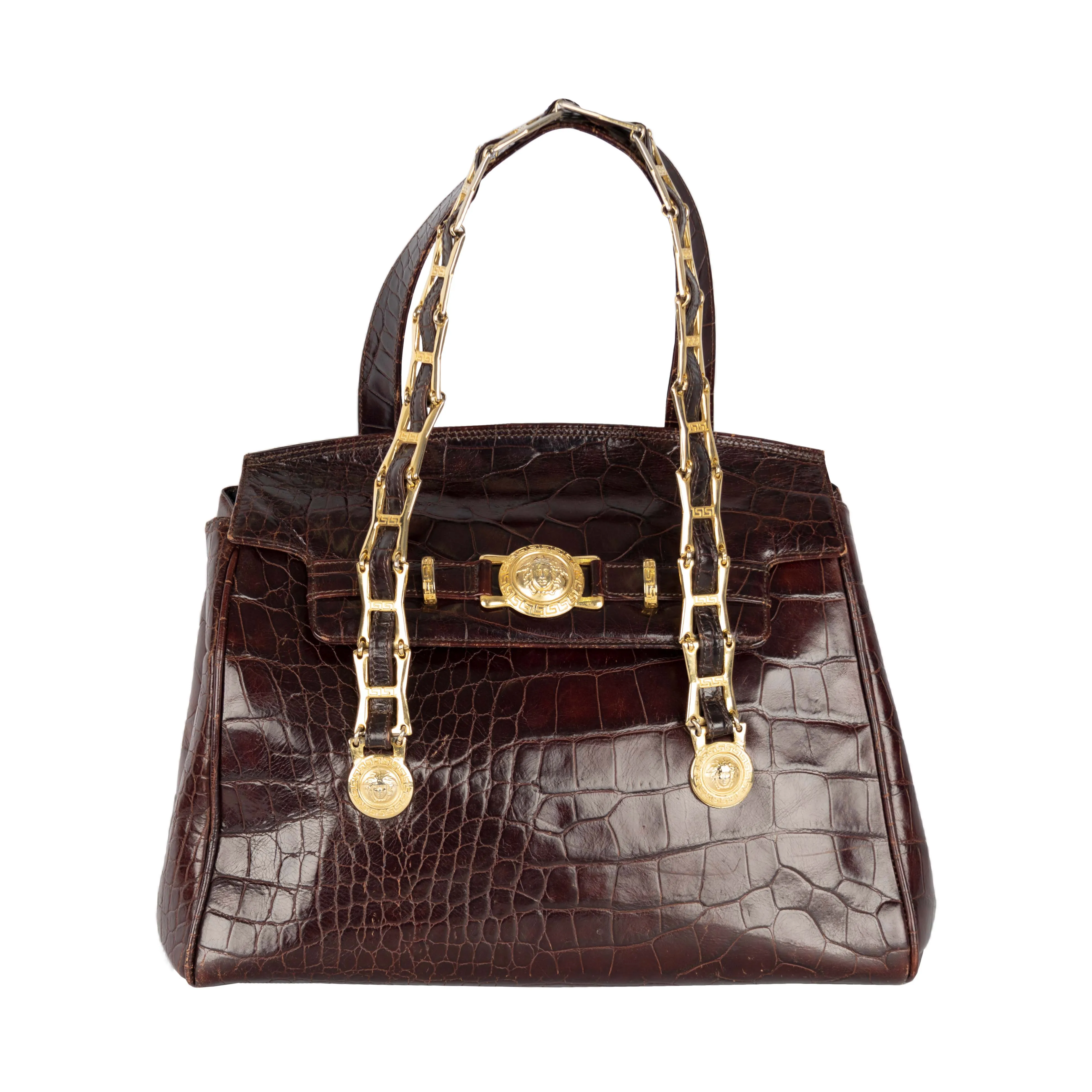 Gianni Versace Vintage Crocodile Embossed Handbag - '90s